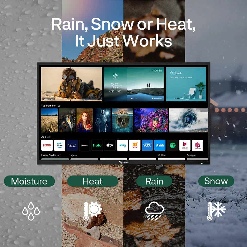 Sylvox OT50B1K4GC 50 Inch 4K Ultra HD LED Partial Sun Outdoor Smart TV