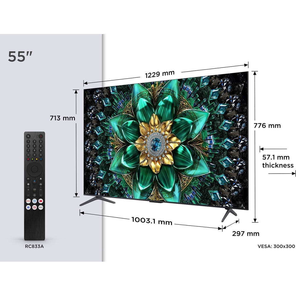 TCL 55Q6C-UK 55 Inch Q6C 4K Ultra HD HDR QD-Mini LED Smart Google TV 2025