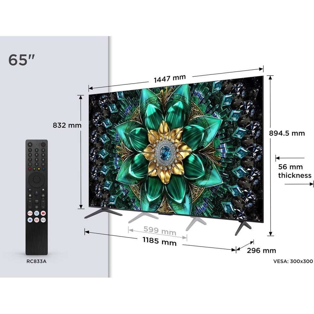 TCL 65Q6C-UK 65 Inch Q6C 4K Ultra HD HDR QD-Mini LED Smart Google TV 2025